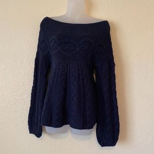 Navy Blue Boat Neck Sweater